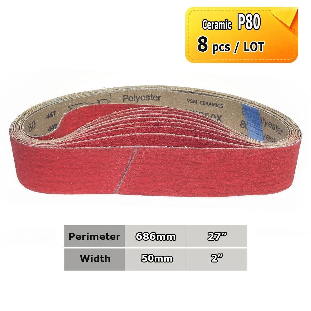 Sanding Belts 50x686mm 2"x27" Zirconia Ceramic AO Abrasive Bands P36-P1500 for Knife Stainless Grinding Woodworking Polishing