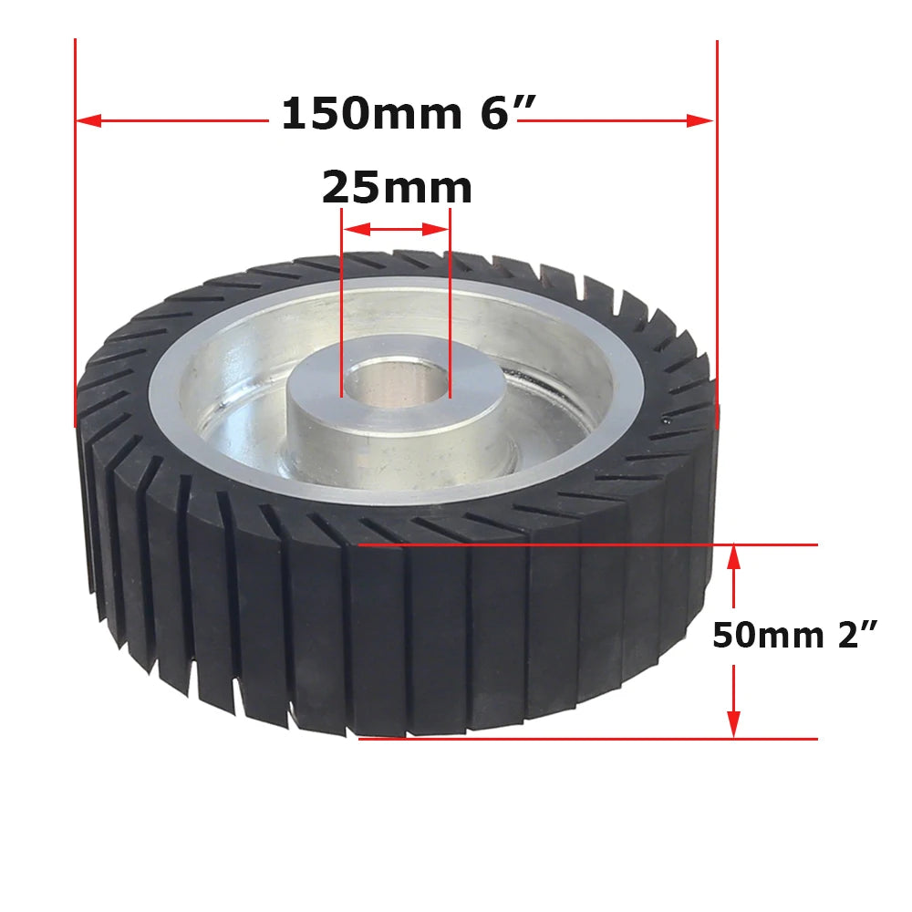 6“ 150x50mm/25mm Expander Wheel Rubber Polishing Wheel with 473x50mm Sanding Sleeves P40-P800 for Metal Grinding Woodworking