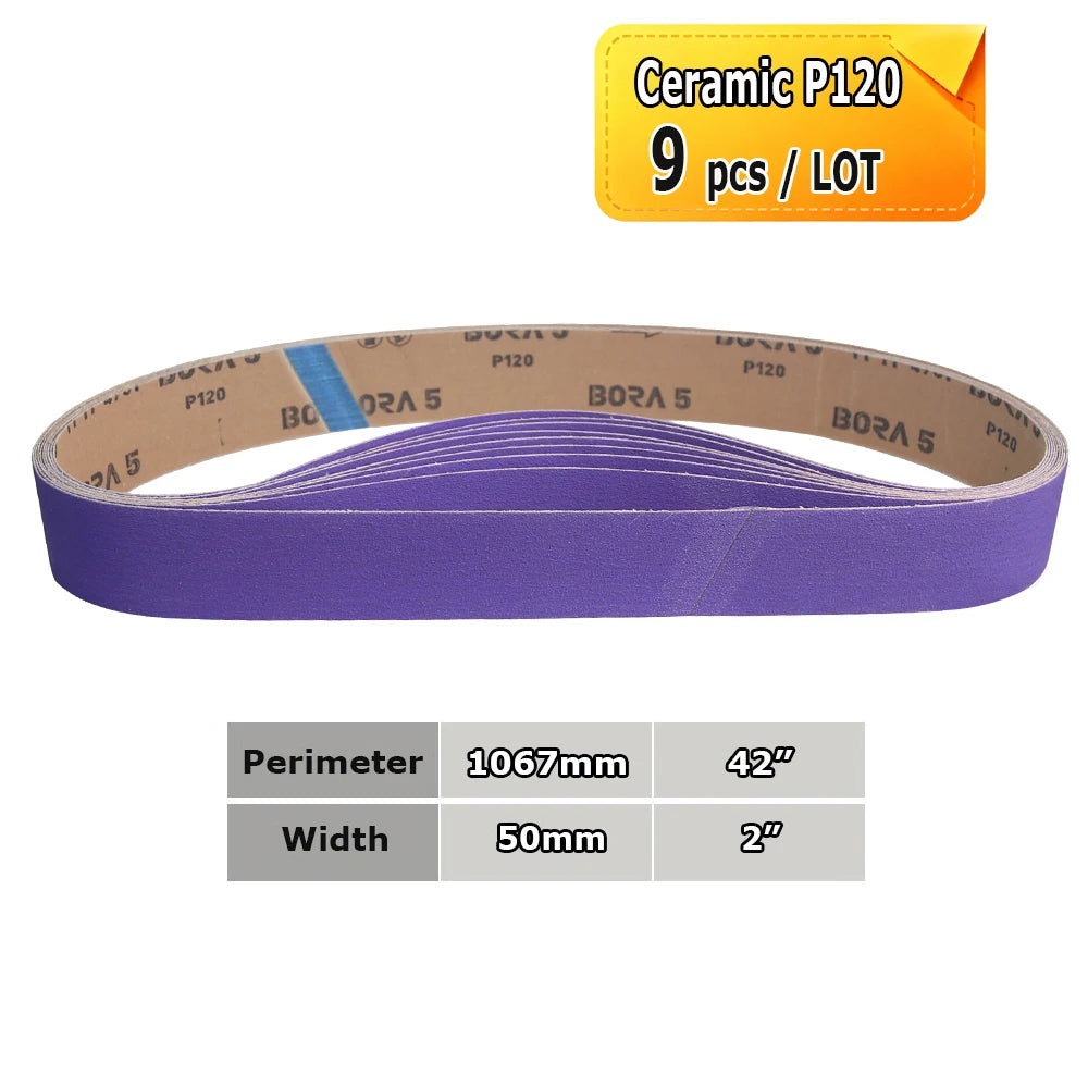 2" x 42" Sanding Belt Sander Knife-Making P40-P800 BORA 5 Ceramic Aluminum Oxide Felt Abrasive Grinding Polishing Bands
