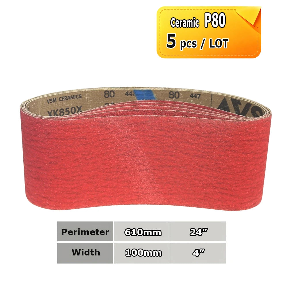 610x100mm Sanding Belts Zirconia Ceramic Aluminum Oxide Abrasive Bands 24"x3.9" for Knife Steel Wood Grinding Polishing