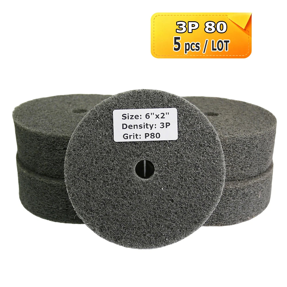 6 Inch Nylon Polishing Wheel 150x50mm Non-Woven Abrasive Buffing Pad for Metal Stainless Steel Aluminum Surface Finishing