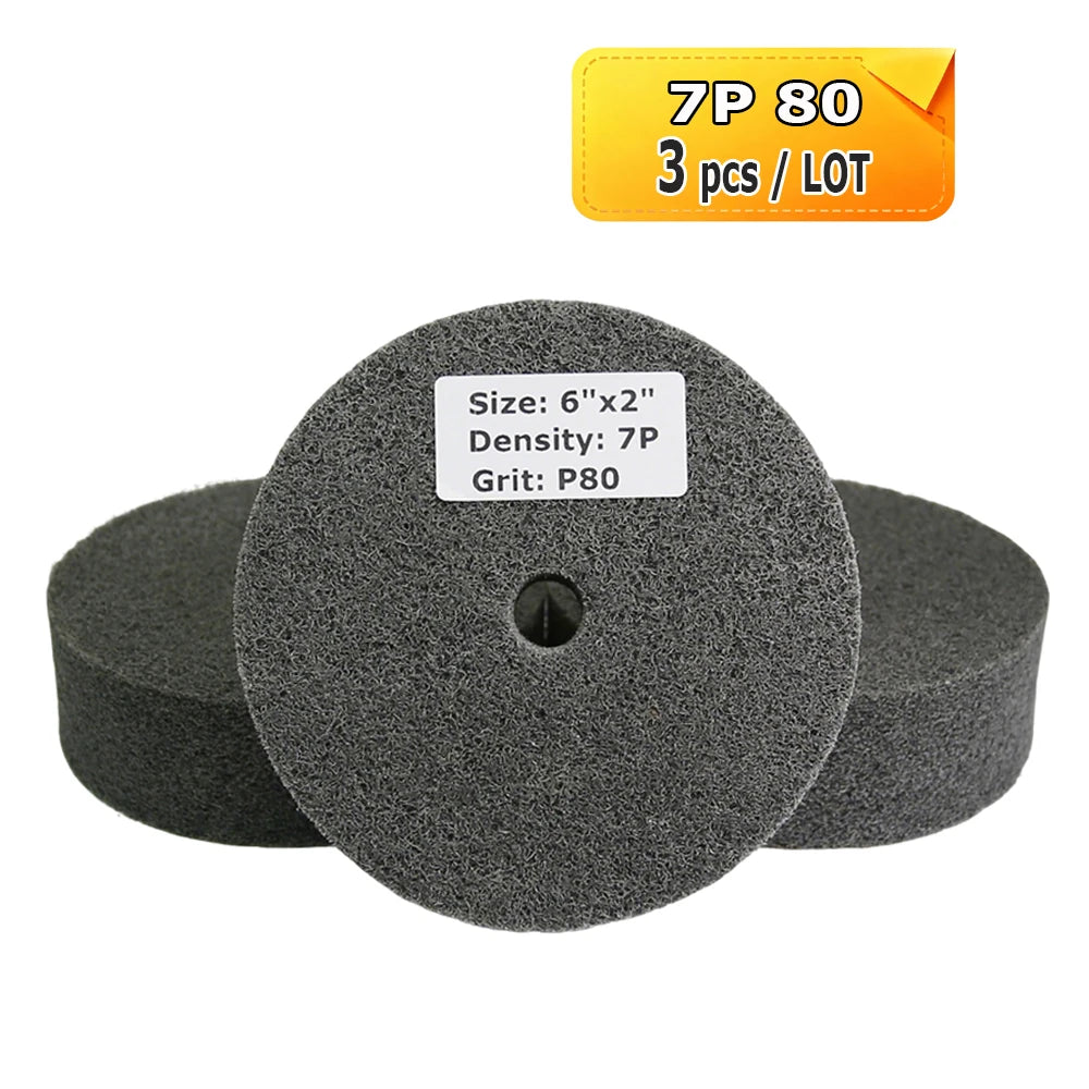6 Inch Nylon Polishing Wheel 150x50mm Non-Woven Abrasive Buffing Pad for Metal Stainless Steel Aluminum Surface Finishing