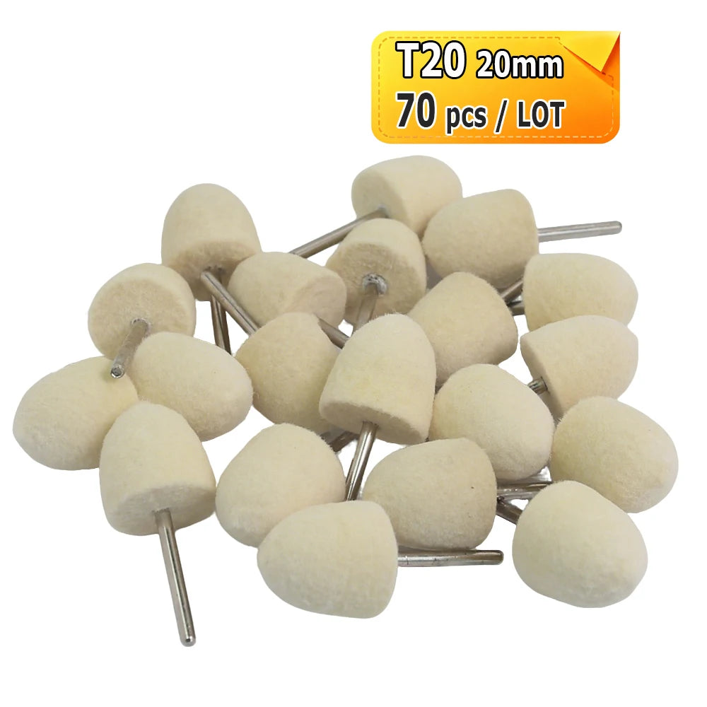 Dia. 12-20mm Felt Bobs 3mm shank Mounted Polishing Grinding Heads for Mold Jewelry Handicrafts Mirror Finish
