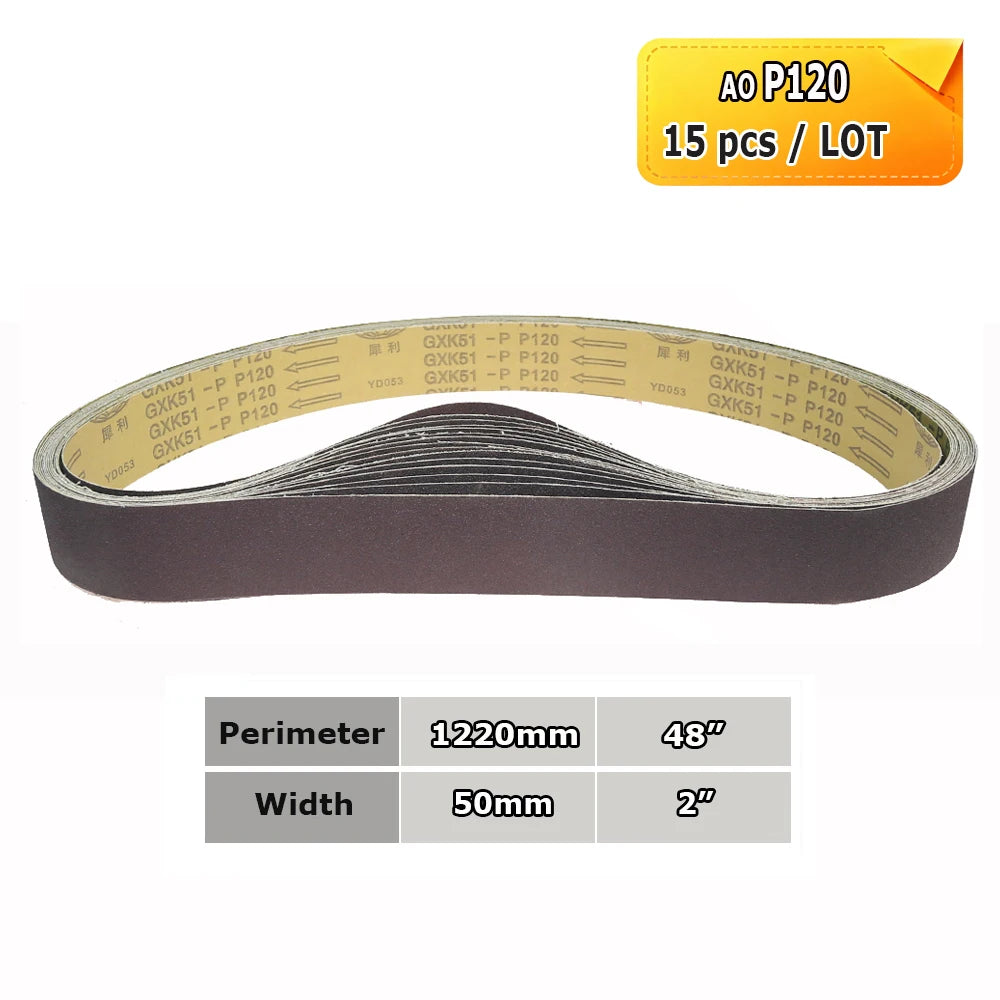 1220x50mm Abrasive Sanding Belts 2x48", Ceramic, Zirconia, Aluminum Oxide for Metal Wood Grinding Polishing