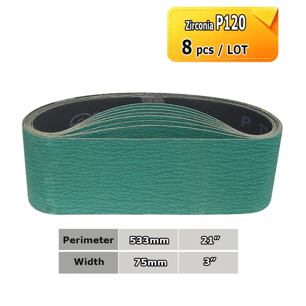 3" x 21" Belt Sander Sanding Bands 533x75mm Abrasive Grinding Belts Ceramic P36 - AO P1500, A3 - A65, Zirconia, Non-woven, Felt