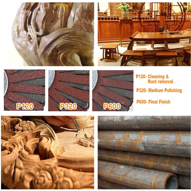 3"/80mm Radial Sanding Cloth Strips Discs Drill Polishing Wheel Brush for Wood Carving