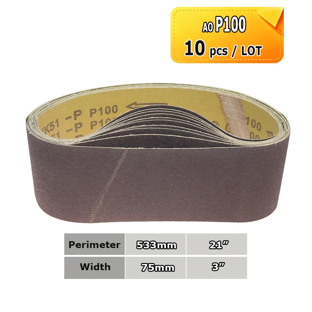 3" x 21" Belt Sander Sanding Bands 533x75mm Abrasive Grinding Belts Ceramic P36 - AO P1500, A3 - A65, Zirconia, Non-woven, Felt