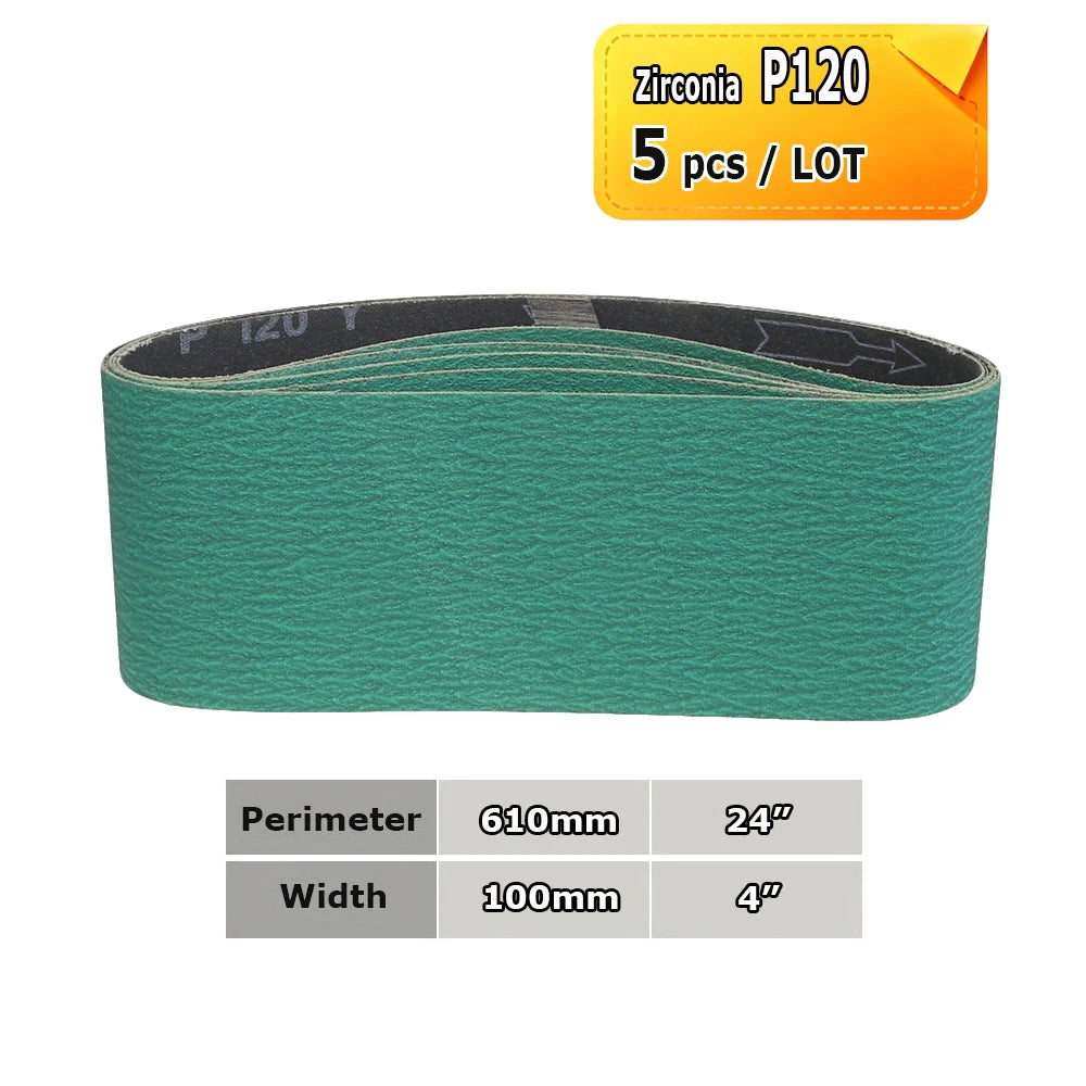 610x100mm Sanding Belts Zirconia Ceramic Aluminum Oxide Abrasive Bands 24"x3.9" for Knife Steel Wood Grinding Polishing