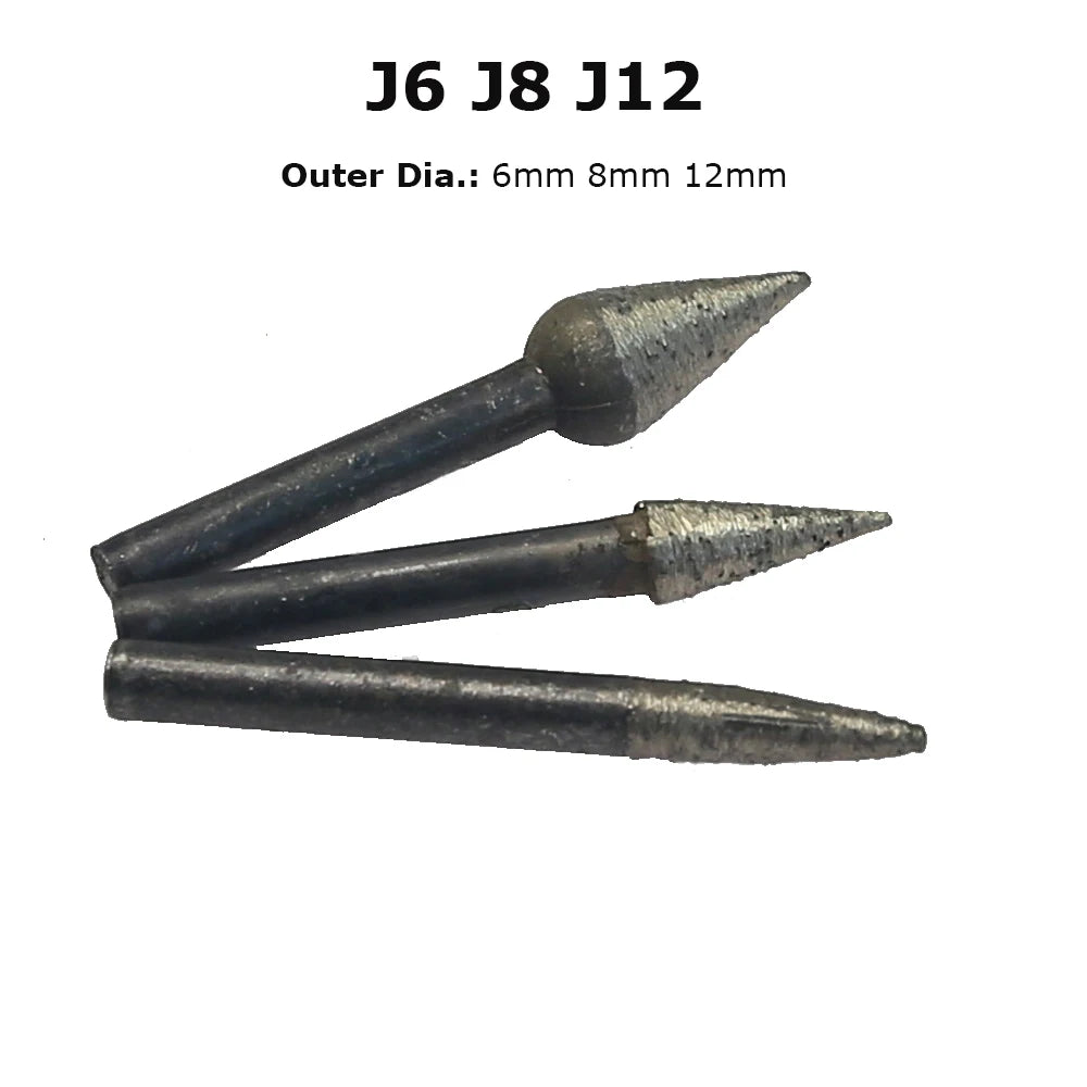 Sintered Diamond Grinding Heads 6mm Shank Mounted Bits for Stone Lettering Engraving Carving Cutting Polishing