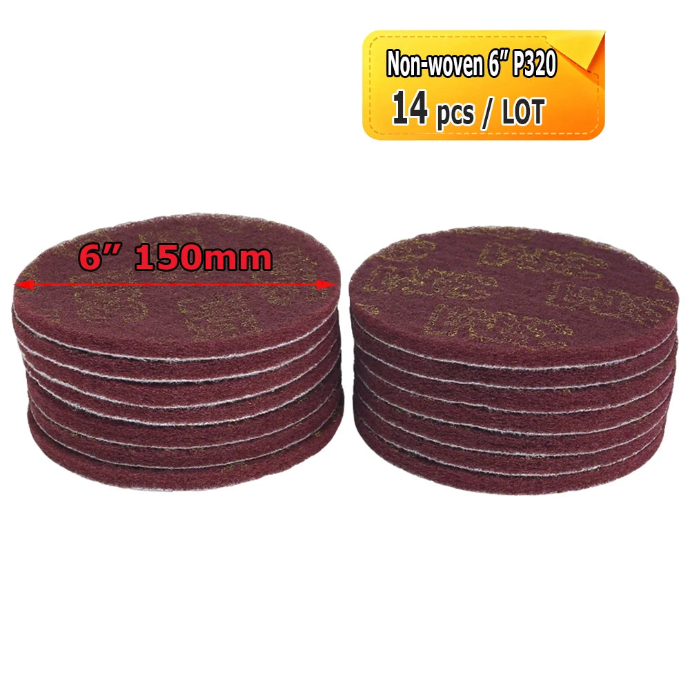 2" - 7" Abrasive Sanding Discs Black Poly Strip P36 Non-woven Polishing Pad P180 P320 P600 Wool Felt Buffing Disk Wax