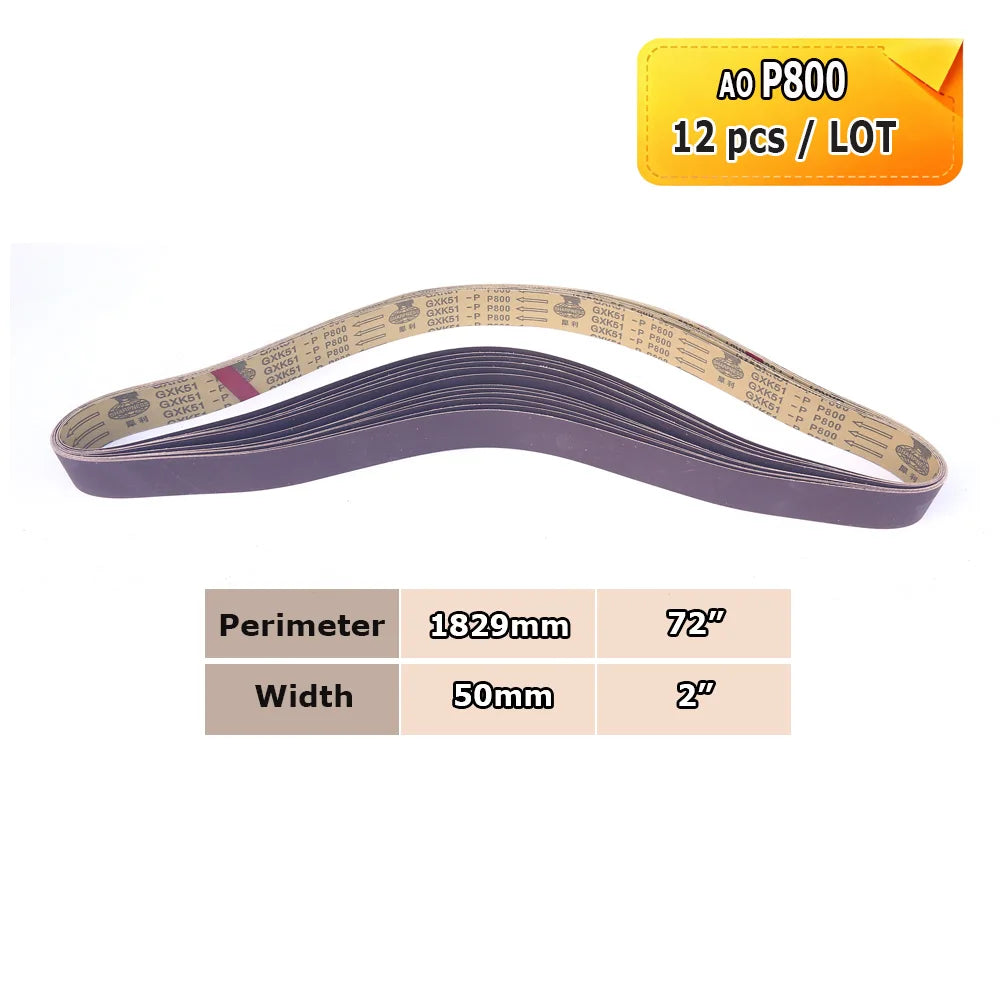 1829x50mm Sanding Bands 2x72 Knife Grinder Accessories, Ceramic, Zirconia, Aluminum Oxide for Metal Wood Grinding Polishing