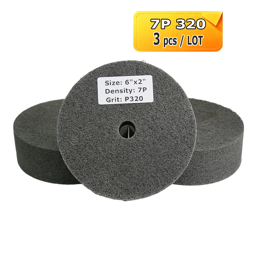 6 Inch Nylon Polishing Wheel 150x50mm Non-Woven Abrasive Buffing Pad for Metal Stainless Steel Aluminum Surface Finishing