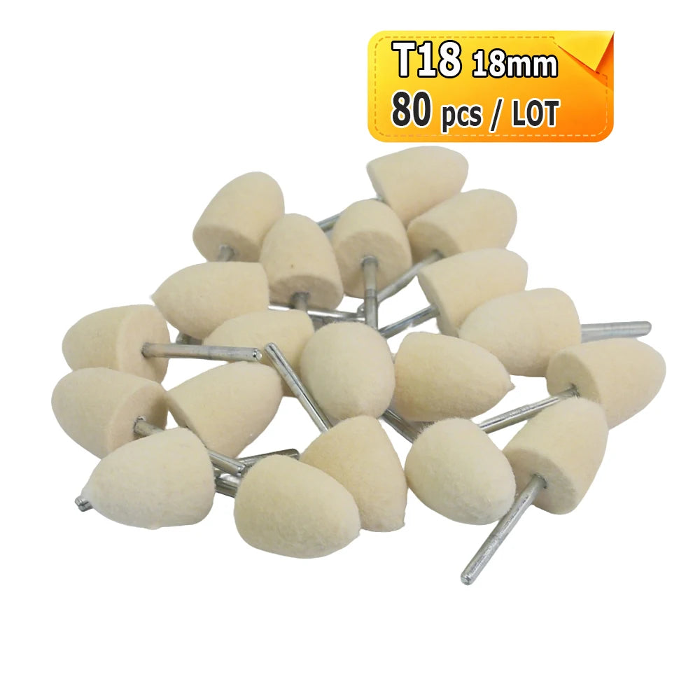 Dia. 12-20mm Felt Bobs 3mm shank Mounted Polishing Grinding Heads for Mold Jewelry Handicrafts Mirror Finish