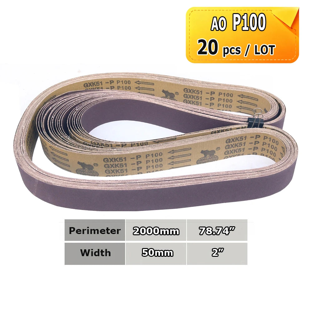 Sanding Belts 50x2000mm Knife Making Abrasive Bands Ceramic Zirconia Aluminum Oxide P36-P1500