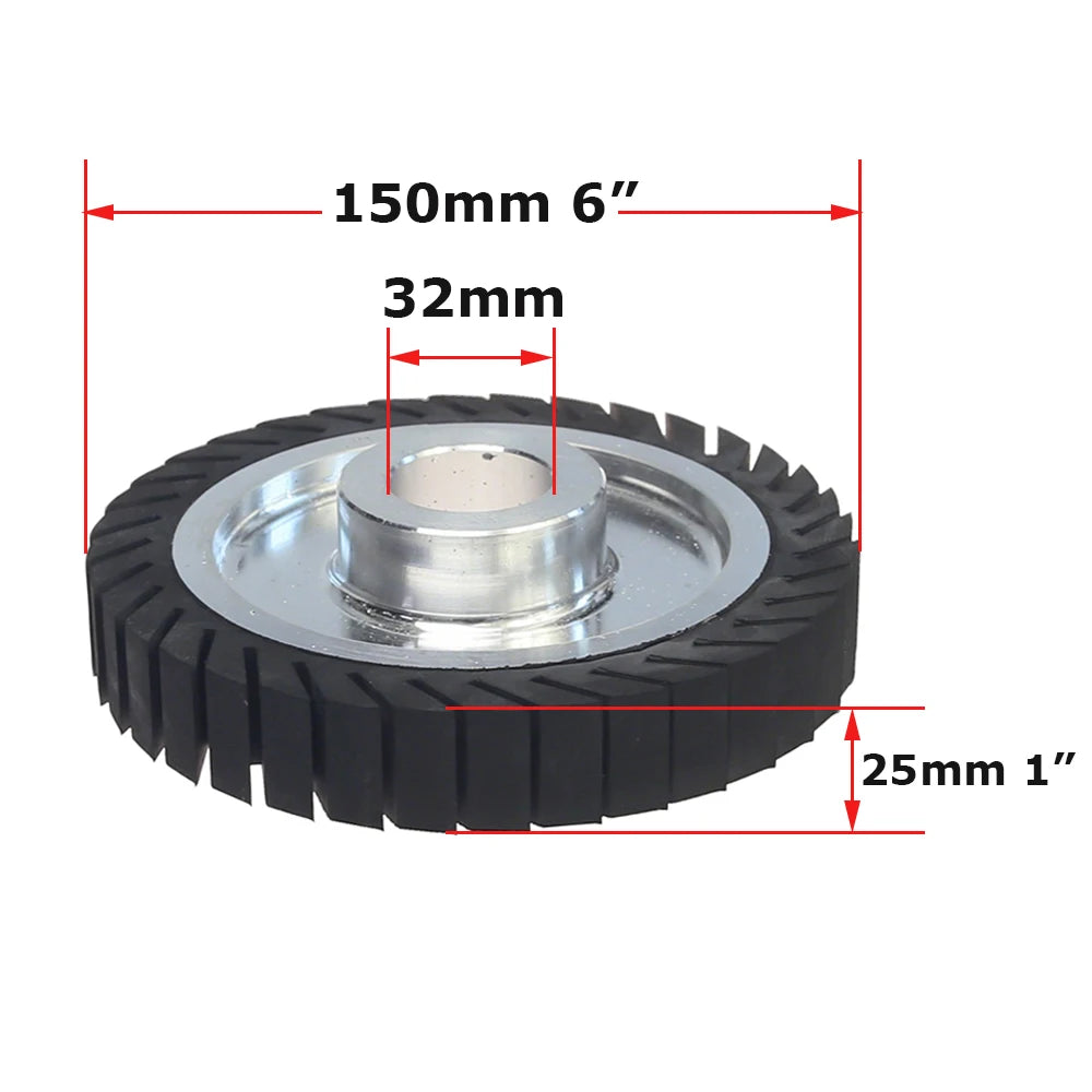 6“ 150x50mm/25mm Expander Wheel Rubber Polishing Wheel with 473x50mm Sanding Sleeves P40-P800 for Metal Grinding Woodworking
