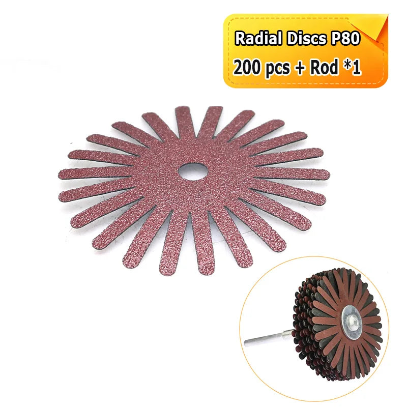 3"/80mm Radial Sanding Cloth Strips Discs Drill Polishing Wheel Brush for Wood Carving