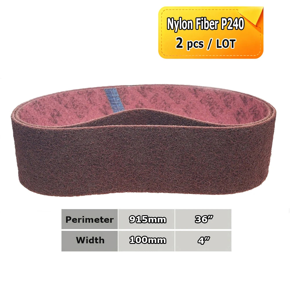 915x100mm Abrasive Sanding Belts 4"x36" Polishing Bands, Non-woven Nylon Fiber, Wool Felt, 305EA A3 A5, 237AA A6 A16 A30 A65