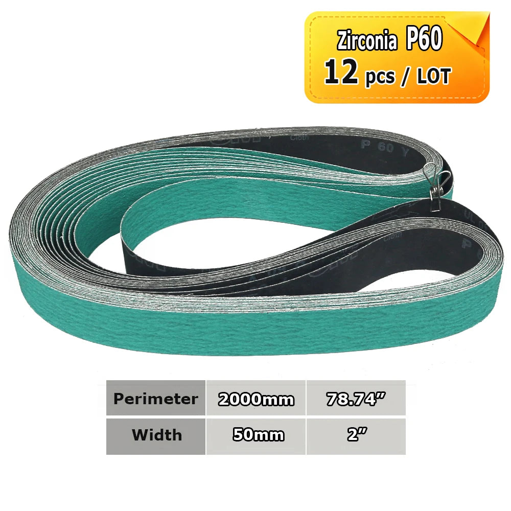 Sanding Belts 50x2000mm Knife Making Abrasive Bands Ceramic Zirconia Aluminum Oxide P36-P1500