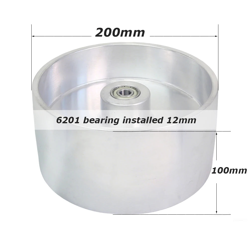 Dia. 200/180 x 100mm Fully Aluminum Wheel Pulley Belt Grinder Contact Wheel Drive Tracking Idler Wheel