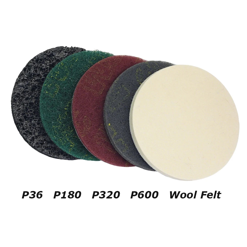 2" - 7" Abrasive Sanding Discs Black Poly Strip P36 Non-woven Polishing Pad P180 P320 P600 Wool Felt Buffing Disk Wax