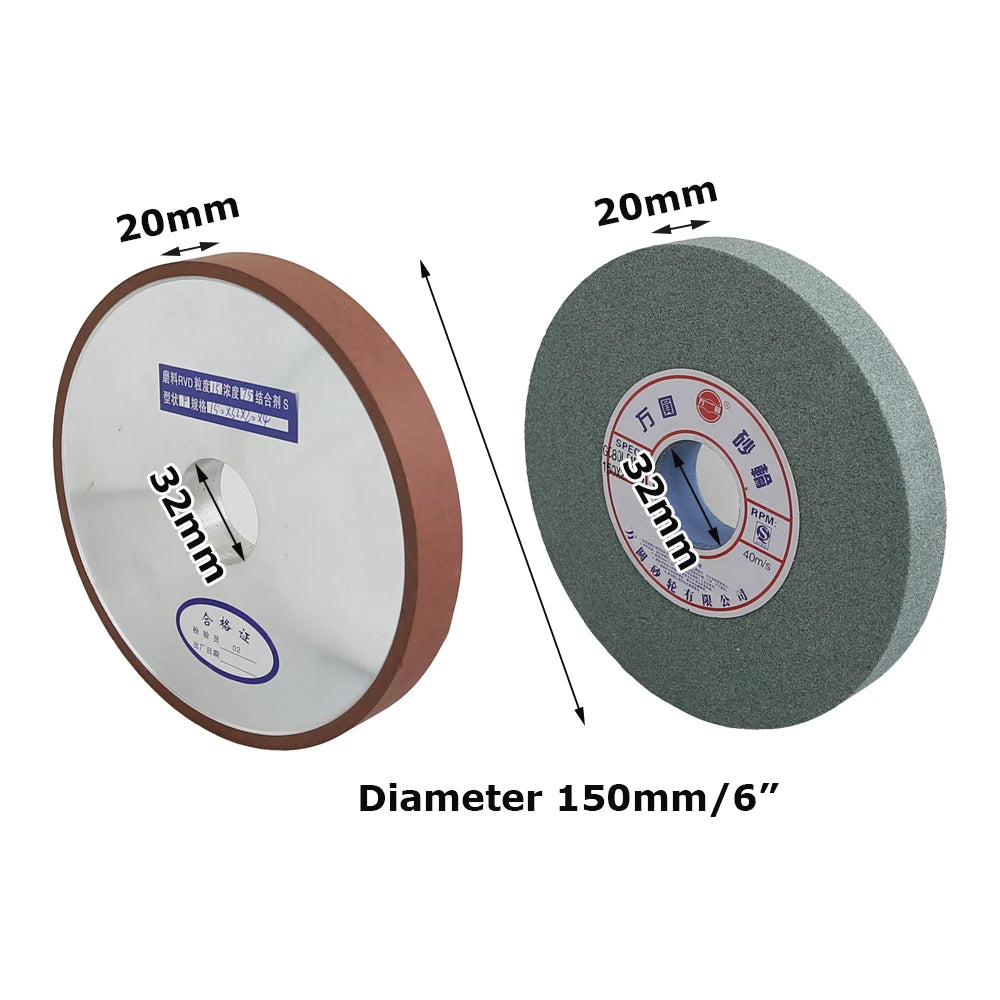 6" 150mm 4-in-1 Abrasive Wheel Kit Diamond Resin Ceramic Green SiC Wheels Dresser Arbor Bushings for Welding Blade Sharpening