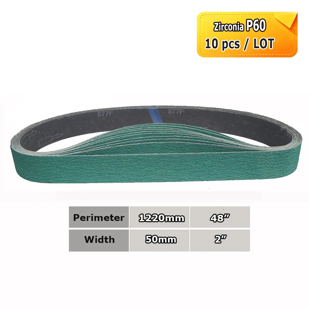 1220x50mm Abrasive Sanding Belts 2x48", Ceramic, Zirconia, Aluminum Oxide for Metal Wood Grinding Polishing
