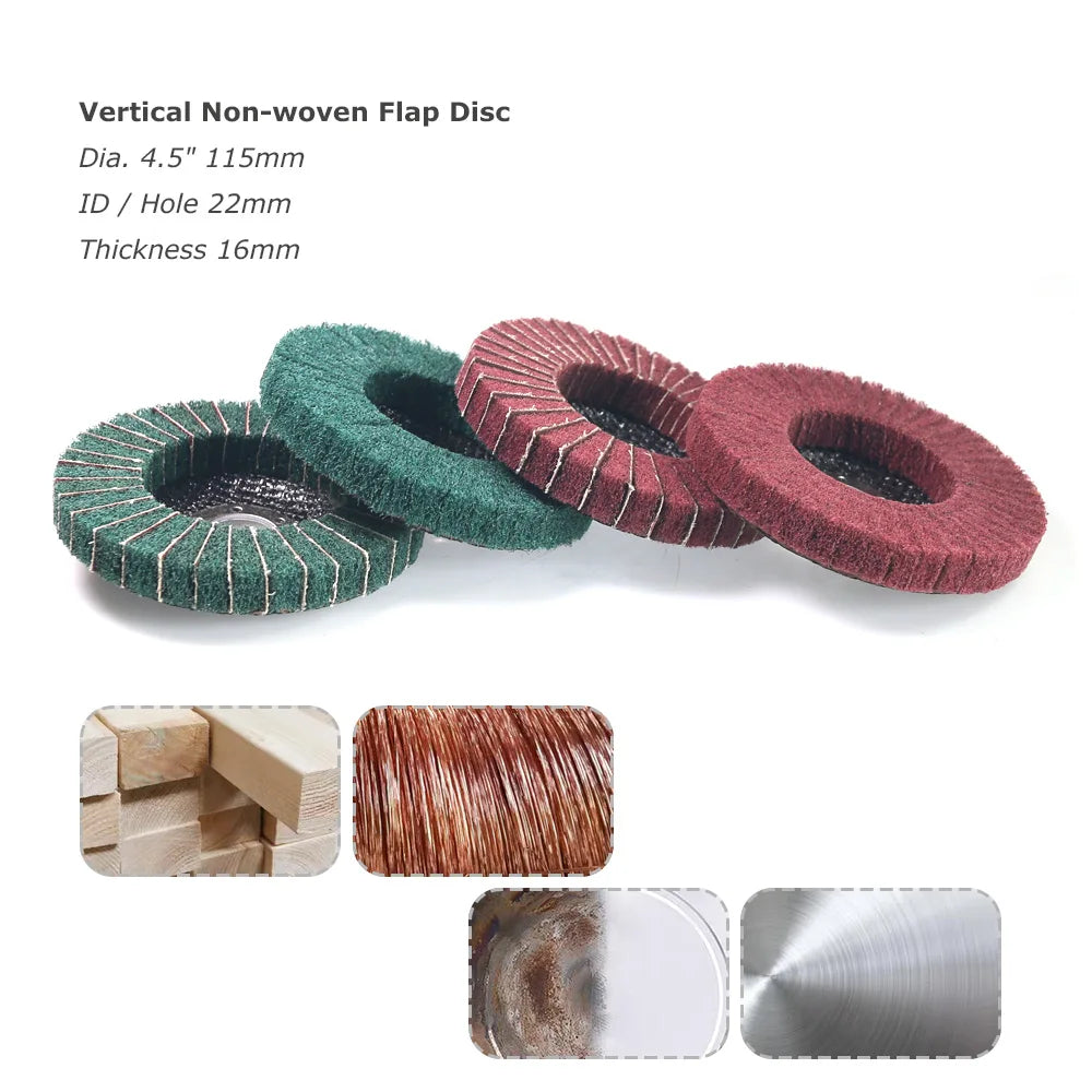 4.5" 115mm Angle Grinder Flap Grinding Discs Abrasive Wheels Non-woven, Nylon Fiber, Zirconia, Felt, Poly Strip