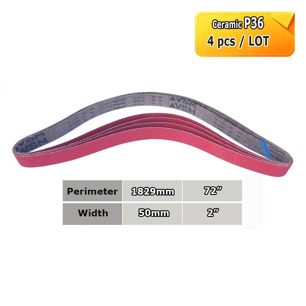 1829x50mm Sanding Bands 2x72 Knife Grinder Accessories, Ceramic, Zirconia, Aluminum Oxide for Metal Wood Grinding Polishing