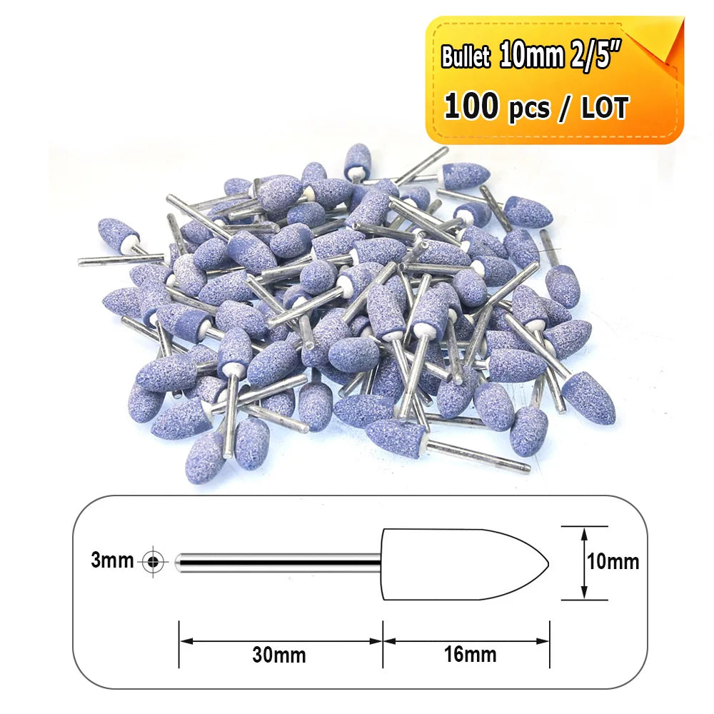 Dia. 4mm-12mm Blue Corundum Grinding Head 3mm Shank Mounted Polishing Points for Steel Molds Rust Removal Repairing