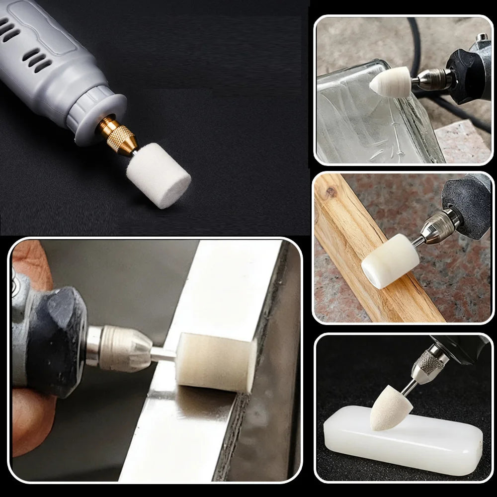 Dia. 12-20mm Felt Bobs 3mm shank Mounted Polishing Grinding Heads for Mold Jewelry Handicrafts Mirror Finish