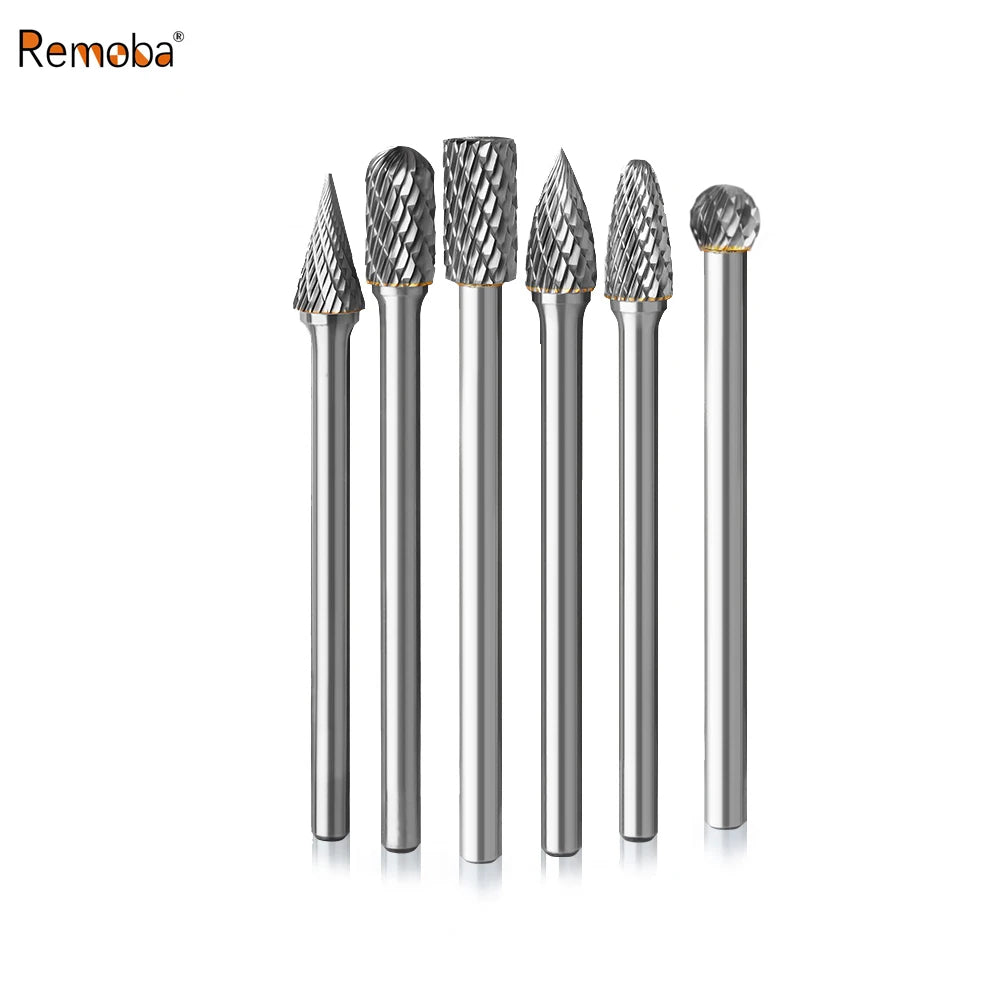 Extended Carbide Rotary File 6mm 1/4" Shank Tungsten Carbide Grinding Head, Woodworking Milling Cutter, Metal Deburring Tool