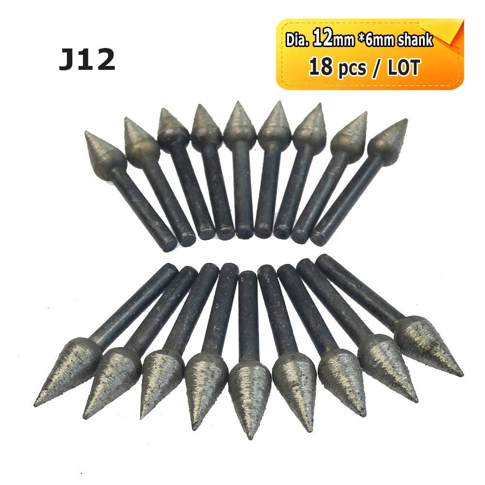 Sintered Diamond Grinding Heads 6mm Shank Mounted Bits for Stone Lettering Engraving Carving Cutting Polishing