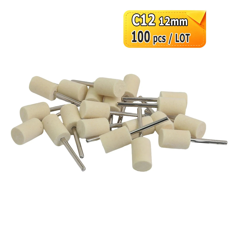 Dia. 12-20mm Felt Bobs 3mm shank Mounted Polishing Grinding Heads for Mold Jewelry Handicrafts Mirror Finish