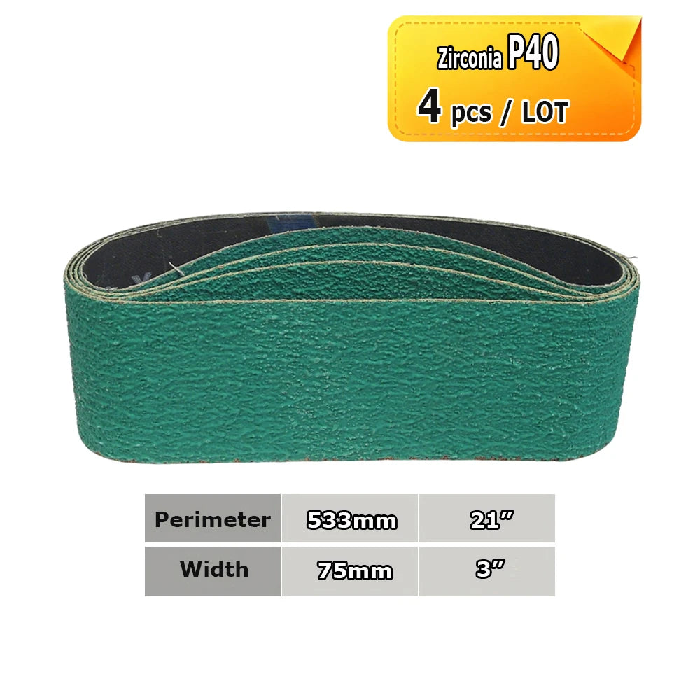 3" x 21" Belt Sander Sanding Bands 533x75mm Abrasive Grinding Belts Ceramic P36 - AO P1500, A3 - A65, Zirconia, Non-woven, Felt