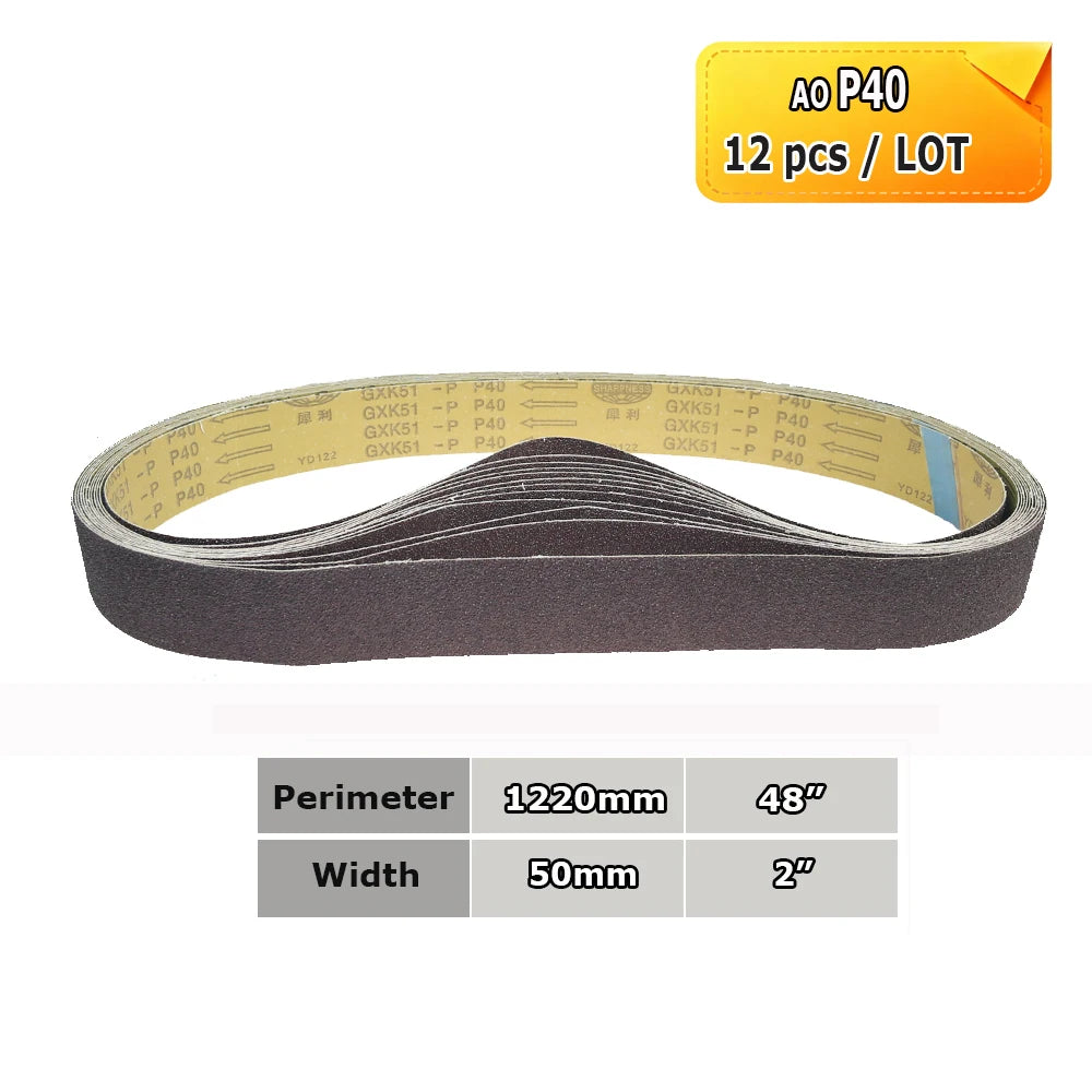 1220x50mm Abrasive Sanding Belts 2x48", Ceramic, Zirconia, Aluminum Oxide for Metal Wood Grinding Polishing