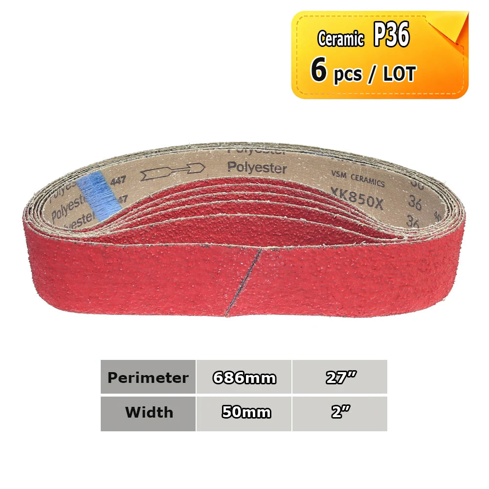 Sanding Belts 50x686mm 2"x27" Zirconia Ceramic AO Abrasive Bands P36-P1500 for Knife Stainless Grinding Woodworking Polishing
