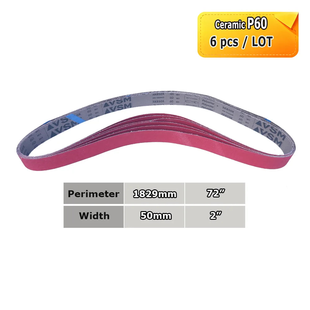 1829x50mm Sanding Bands 2x72 Knife Grinder Accessories, Ceramic, Zirconia, Aluminum Oxide for Metal Wood Grinding Polishing
