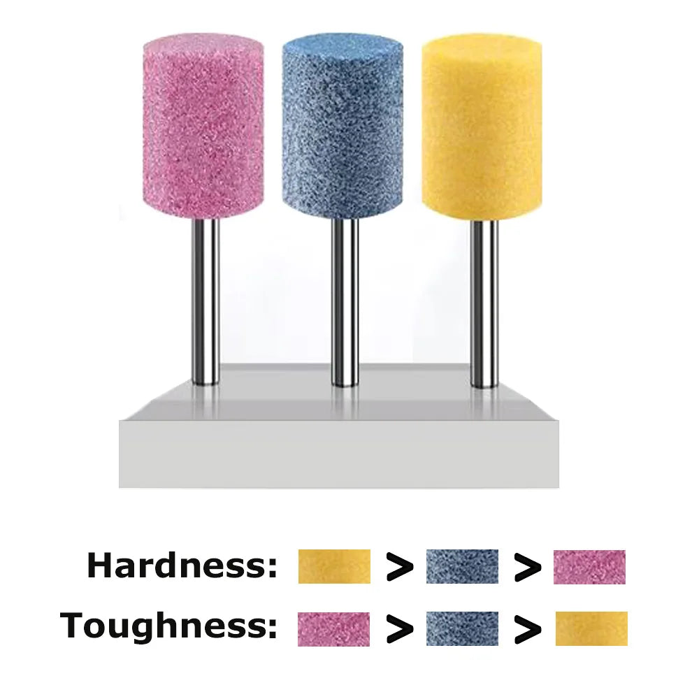 Dia. 4mm-12mm Yellow Corundum Mounted Points 3mm Shank for Fine Grinding Precision Molds Bearings Copper-aluminum Alloy