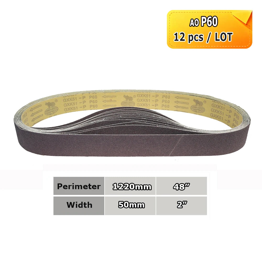 1220x50mm Abrasive Sanding Belts 2x48", Ceramic, Zirconia, Aluminum Oxide for Metal Wood Grinding Polishing