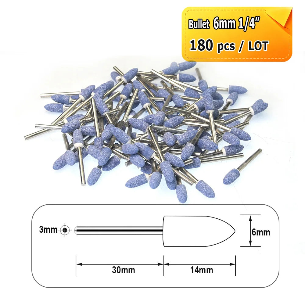 Dia. 4mm-12mm Blue Corundum Grinding Head 3mm Shank Mounted Polishing Points for Steel Molds Rust Removal Repairing