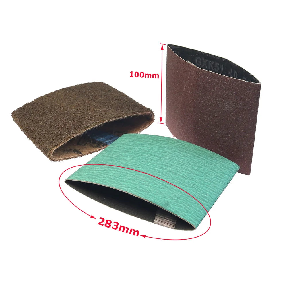 90x100mm Rubber Expansion Centrifugal Drum Wheel, 283x100mm Abrasive Sanding Sleeves AO ZA Non-woven for Polishing Grinding