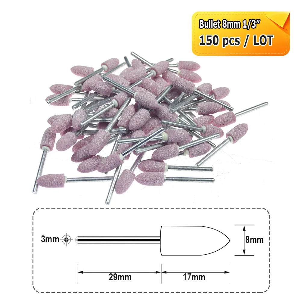 Dia. 4mm-12mm Red Corundum Grinding Stone Heads 3mm Shank Mounted Abrasive Wheel Metal Deburring Mould Polishing Dressing