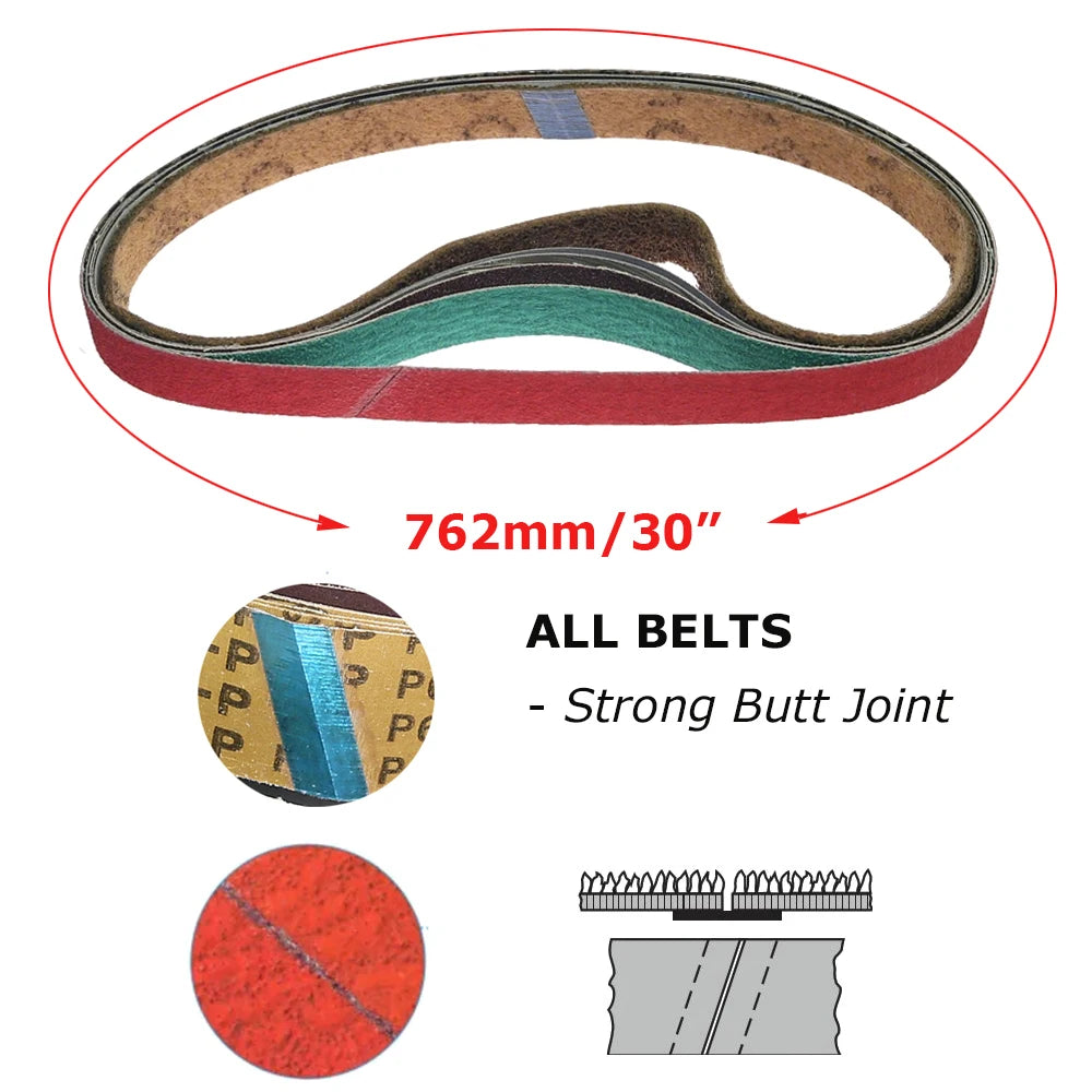 762x25mm Abrasive Sanding Belts 1x30 inch Belt Sander Bands Ceramic P36 - AO P1500, A3 - A65, Zirconia, Non-woven, Felt