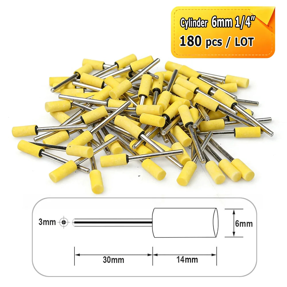 Dia. 4mm-12mm Yellow Corundum Mounted Points 3mm Shank for Fine Grinding Precision Molds Bearings Copper-aluminum Alloy