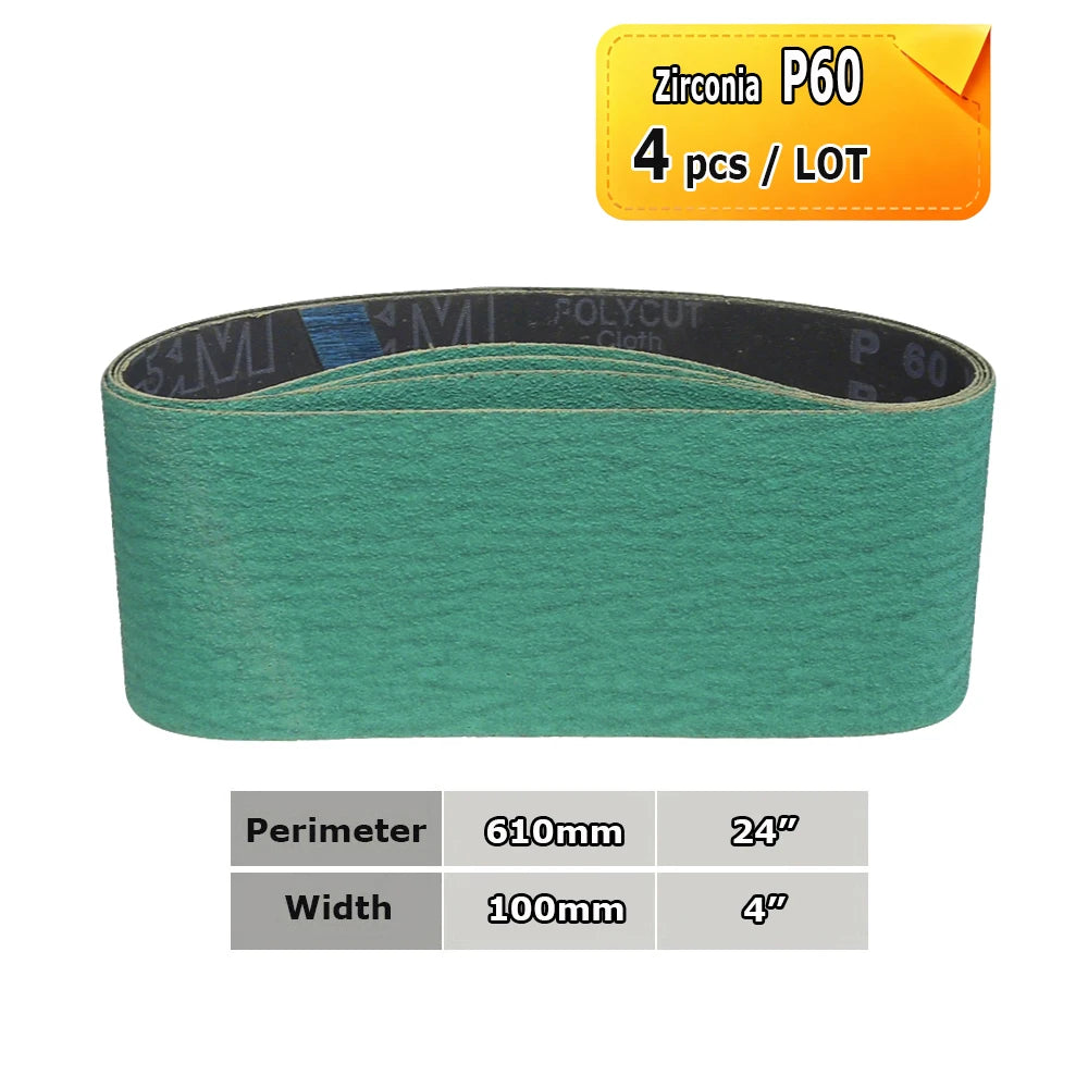 610x100mm Sanding Belts Zirconia Ceramic Aluminum Oxide Abrasive Bands 24"x3.9" for Knife Steel Wood Grinding Polishing
