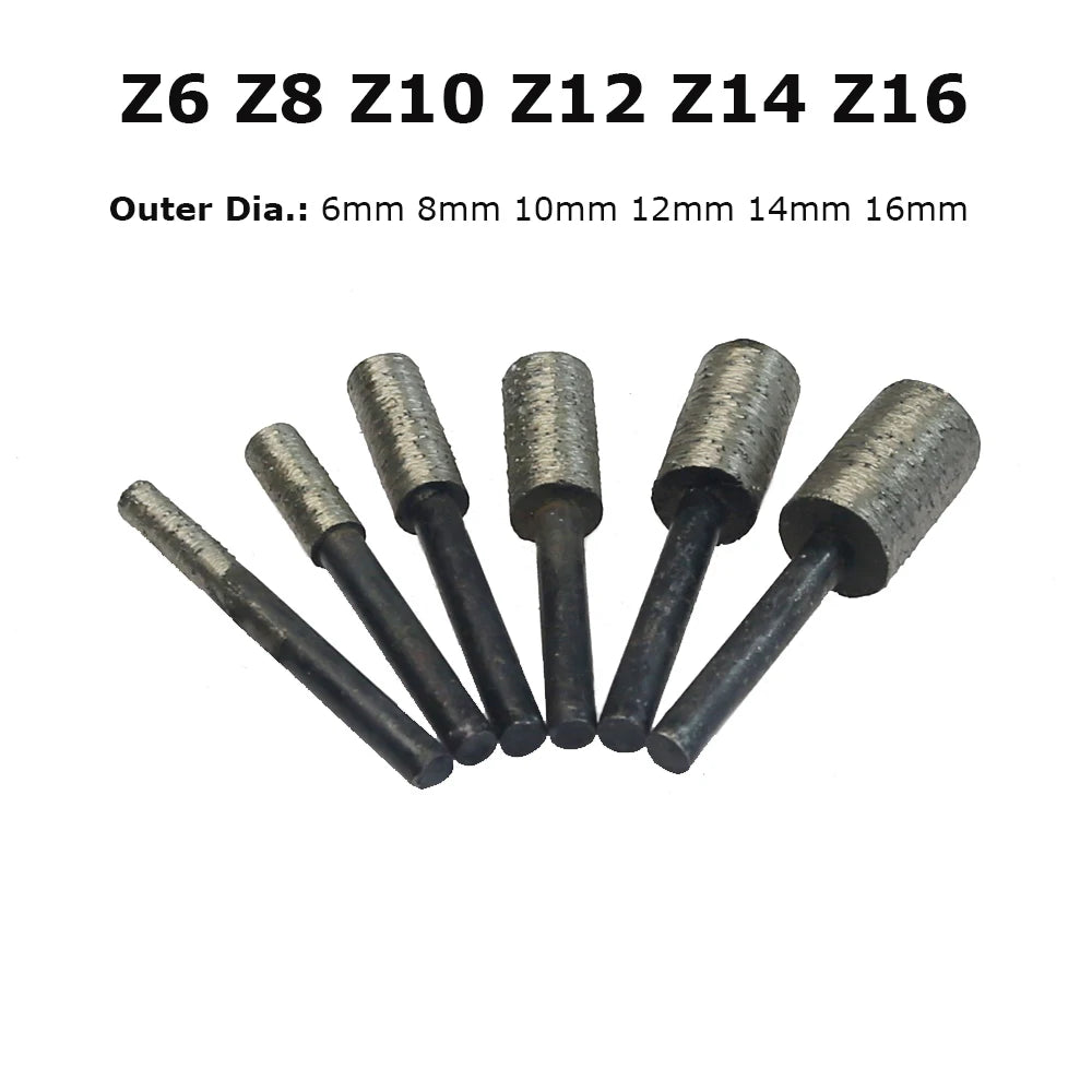 Sintered Diamond Grinding Heads 6mm Shank Mounted Bits for Stone Lettering Engraving Carving Cutting Polishing