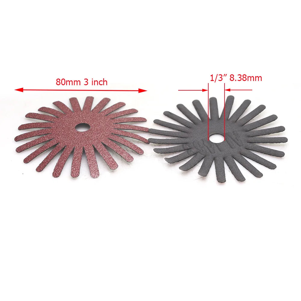 3"/80mm Radial Sanding Cloth Strips Discs Drill Polishing Wheel Brush for Wood Carving