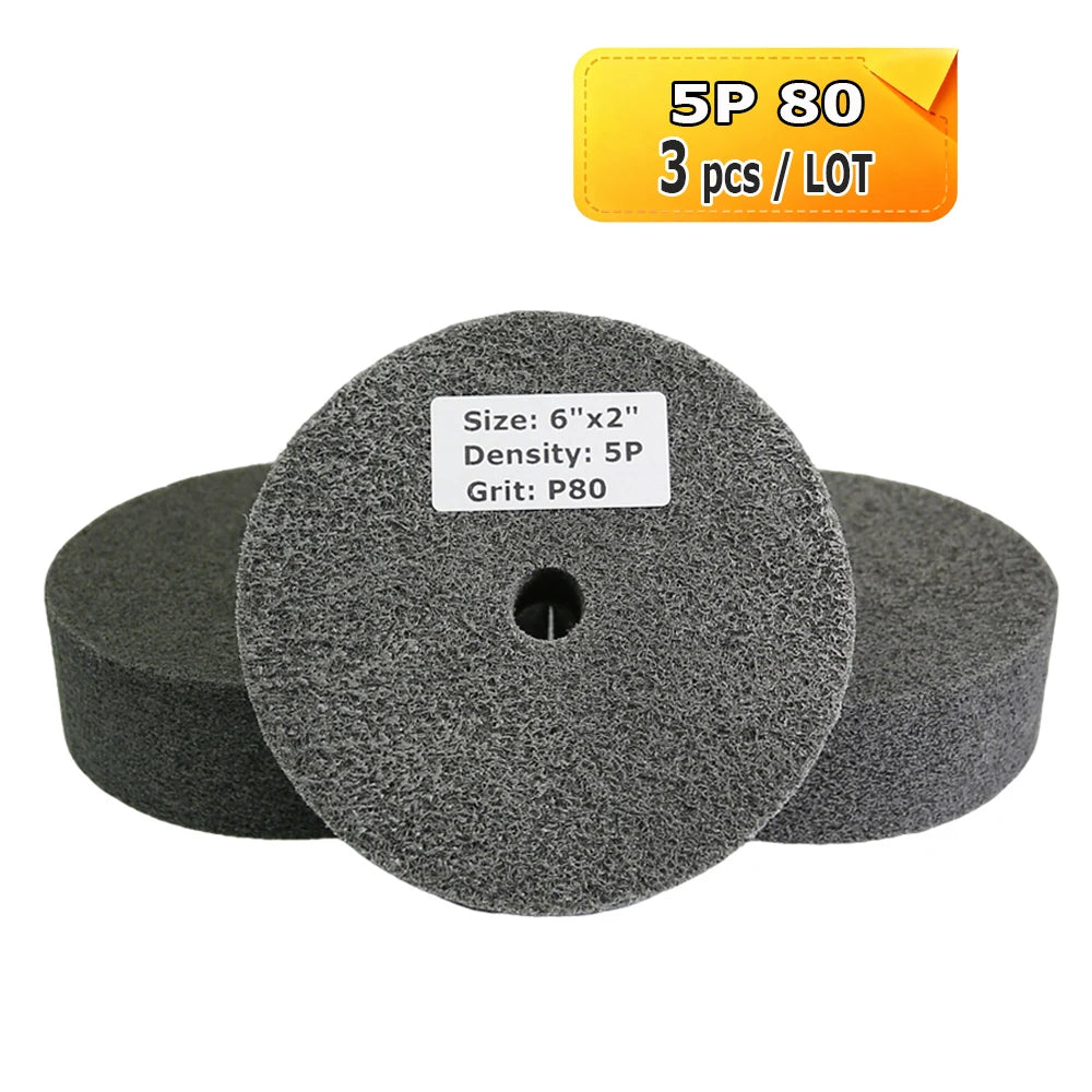 6 Inch Nylon Polishing Wheel 150x50mm Non-Woven Abrasive Buffing Pad for Metal Stainless Steel Aluminum Surface Finishing