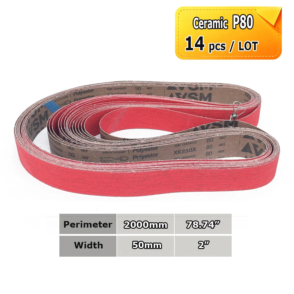 Sanding Belts 50x2000mm Knife Making Abrasive Bands Ceramic Zirconia Aluminum Oxide P36-P1500