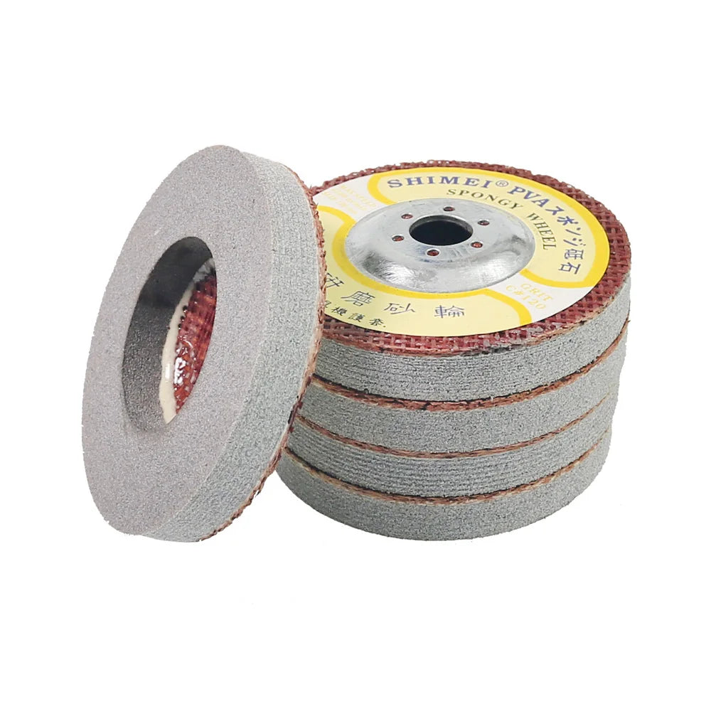 5 pcs 4" 100mm PVA Spongy Flap Wheels Angle Grinder Grindstone for Marble Glass Polishing